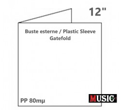 Buste sleeve esterne per copertine dischi vinili LP / 12" Gatefold / PP 80mµ (10 Pz)