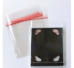 BUSTINE PER CD, DVD 139x147mm 50mµ CON LEMBO ADESIVO CONTIENE CUSTODIA JEWEL CASE 10.4mm conf.100.pezzi