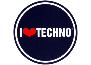 FACTORY Tappetino in feltro antiscivolo per giradischi - Grafica I love Techno 