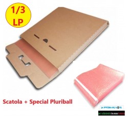 AV_BOX - Scatola di cartone KRAFT + 1 Busta Pluriball antistatica per spedire (3) dischi LP/12" 