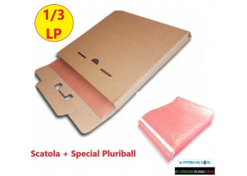 AV_BOX - Scatola di cartone KRAFT + 1 Busta Pluriball antistatica per spedire (3) dischi LP/12" 