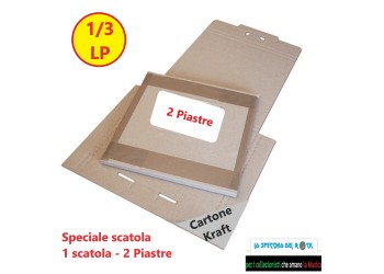 AV_BOX - Scatola di cartone Kraft + due piastre di rinforzo per spedire (3) dischi LP/12" 
