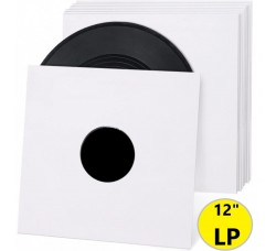 MUSIC MAT - Copertine con foro fustellato per LP / 12" Cartoncino BIANCO forza 300gr / m² - 10 pezzi 