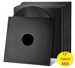 MUSIC MAT - Copertine con foro fustellato per 12" Maxi Single Cartoncino NERO Forza 280gr m² - 10 pezzi