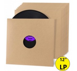 MUSIC MAT - Copertine con foro fustellato per LP / 12" Cartoncino  MARRONE forza 300gr m² - 10 pezzi 