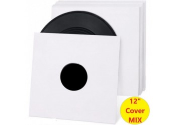 MUSIC MAT - Copertine con foro fustellato per 12" Maxi Single Cartoncino BIANCO Forza  280gr m² - 10 pezzi