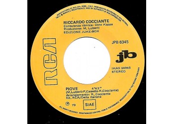 Riccardo Cocciante / Pino Sansanelli – Piove / Balordi...Un Po' Geniali – 45 RPM - Jukebox