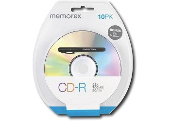 MEMOREX - 10 PK CD-R 52X -700 MB/Mo - 80min  + Pennarello Omaggio 