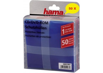 HAMA - Bustine per CD / DVD colorati con chiusura ad incastro PPL 100 mμ,  (50.pz)