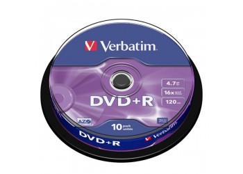 VERBATIM 10 DVD+R MATT SILVER AZO 4.7GB 16X IN SPINDLE -