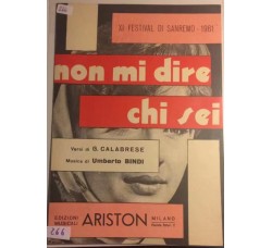 Non mi sai dire chi sei - G. Calabrese e Umberto Bindi, Spartito Musicale - Anno 1961 