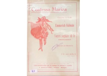 Contessa Mariza - Operetta in 3 atti Emmerich Kàlmàn, Spartito Musicale da collezione - 1924 