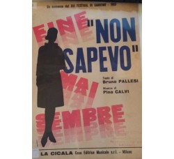 Non sapevo - Bruno Pallesi e Pino Calvi, Spartito Musicale - Anno: 1963  