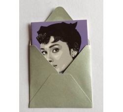 Audrey Hepburn   Caricatura – Bustina con bigliettino d’auguri Cod.F0475