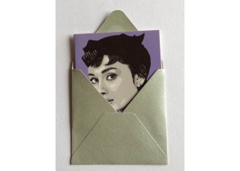 Audrey Hepburn   Caricatura – Bustina con bigliettino d’auguri Cod.F0475