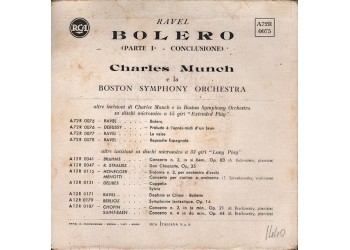 Ravel* - Boston Symphony Orchestra, Charles Munch ‎– Bolero – 45 RPM