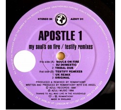 Apostle 1 ‎– My Soul's On Fire / Testify Remixes 